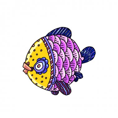 Çizgi film çizgi roman deniz veya nehir balık