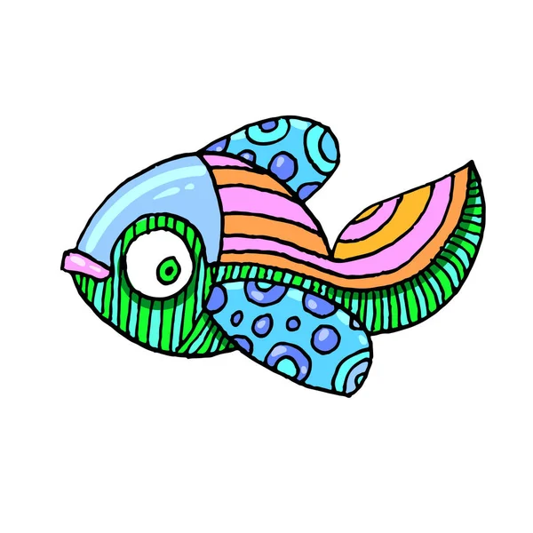 Quadrinhos de desenhos animados mar ou rio peixes — Vetor de Stock