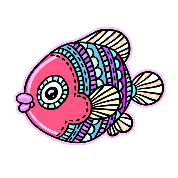 Cómics de dibujos animados peces de mar o río — Vector de stock