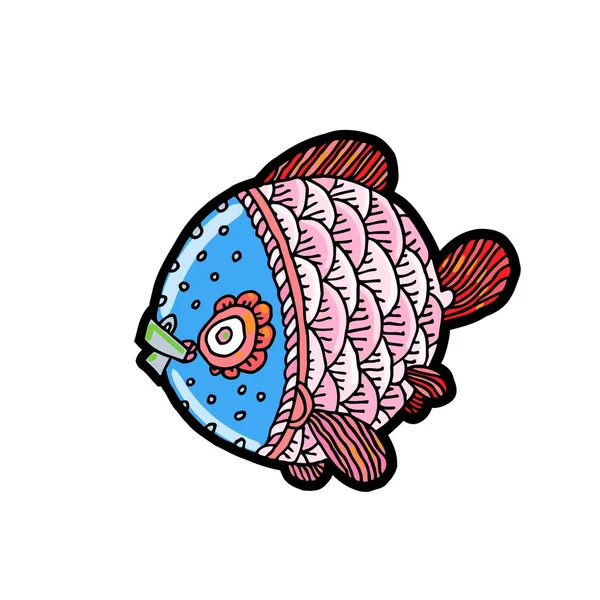 Cómics de dibujos animados peces de mar o río — Vector de stock