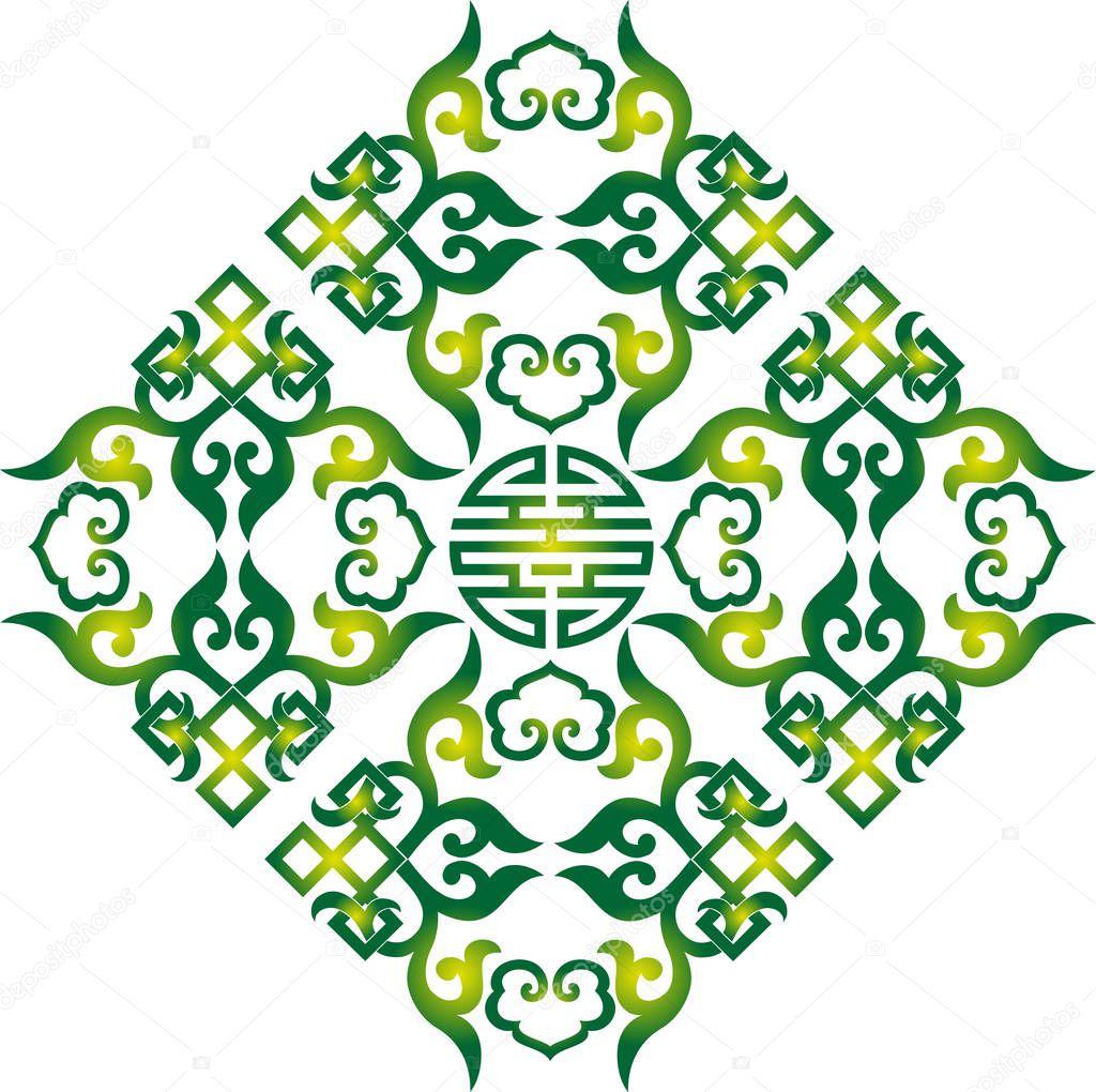 oriental chinese ornament asian traditional pattern floral vintage element cut silhouette ornament central asia applique work for t-shirt mongolian ornament