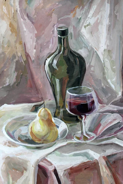 Natürmort guaş renk şişe, Cam Boyama