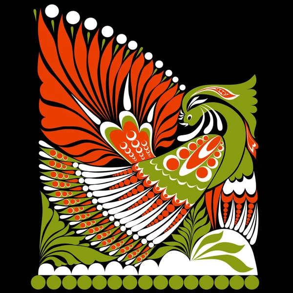 Ornamento vettore russo. ornamento folcloristico uccello withe — Vettoriale Stock