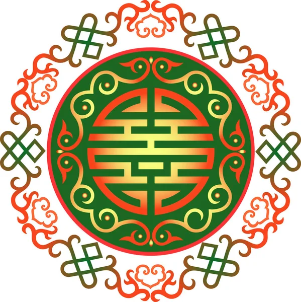 Vector oriental chino ornamento asiático patrón tradicional floral elemento vintage corte silueta ornamento central asia apliques trabajo para camiseta mongolia ornamento — Vector de stock