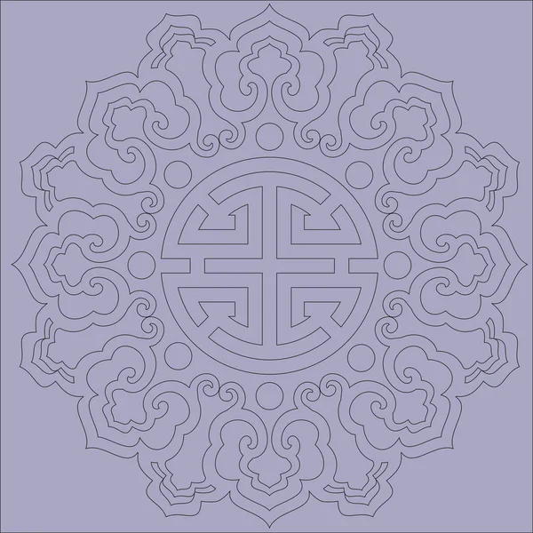 Vector oriental chino ornamento asiático patrón tradicional floral elemento vintage corte silueta ornamento Asia central apliques trabajo para camiseta ornamento mongoliano. corte por láser — Vector de stock