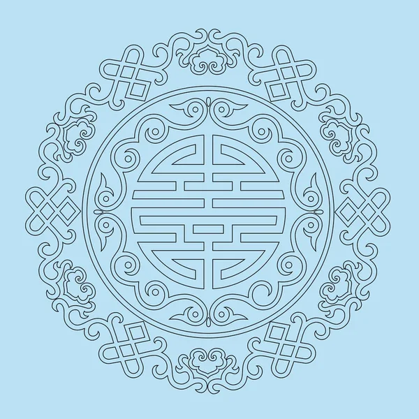 Vetor oriental chinês ornamento asiático tradicional padrão floral vintage elemento cortado silhueta ornamento central ásia applique trabalho para t-shirt mongol ornamento. corte a laser —  Vetores de Stock