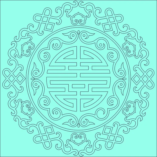 Векторный восточный китайский орнамент азиатский традиционный узор цветочный винтажный элемент вырезать силуэт украшения центральной Азии аппликация работы для футболки монгольского орнамента. лазерная резка — стоковый вектор