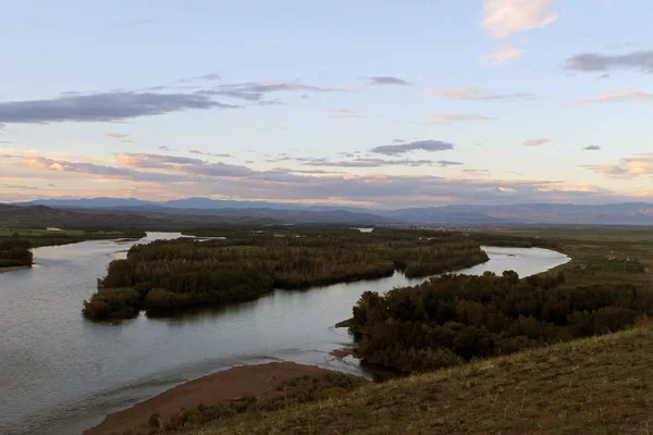 Údolí Řeky Jenisej Jižní Sibiř Republika Tuva Podzimní Krajina Jenisej — Stock fotografie