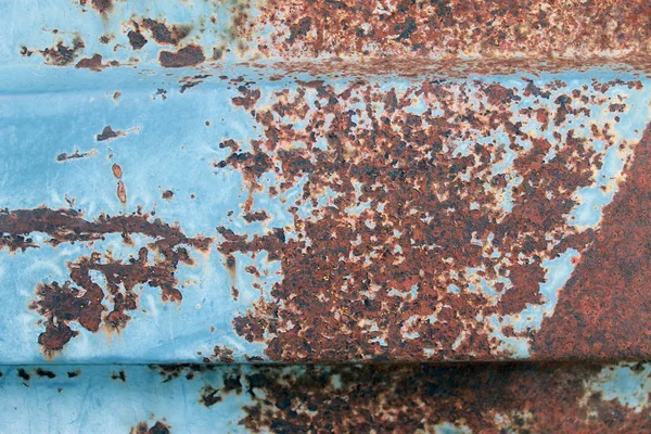 Multicolored Background Rusty Metal Surface Blue Paint Flaking Cracking Texture — Stock Photo, Image