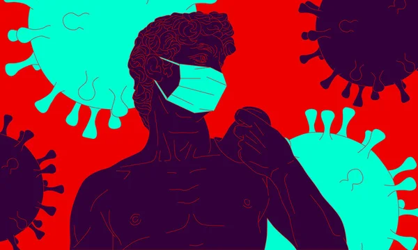 Italië Coronavirus Crisis Vector Illusie Van David Medisch Masker — Stockvector