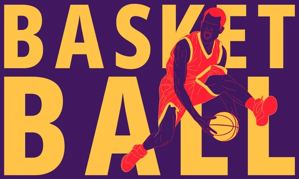 Illustration Eines Basketballspielers Aktion Isolierter Hintergrund — Stockvektor