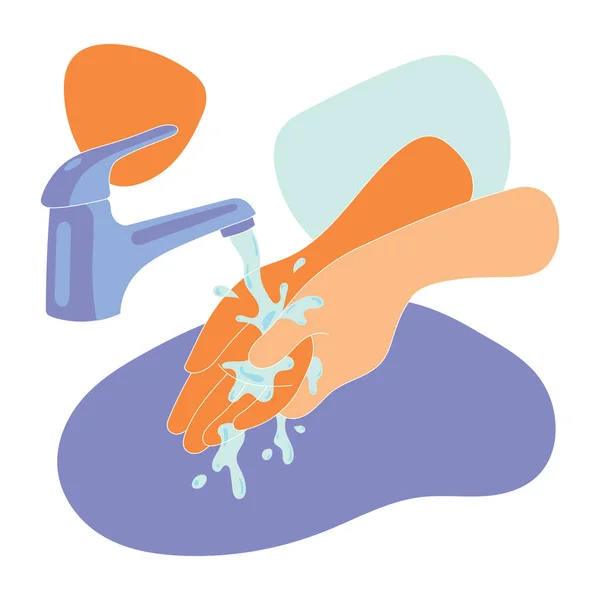 Händereinigung Mit Wasser Für Die Körperpflege Coronavirus Vorzubeugen — Stockvektor