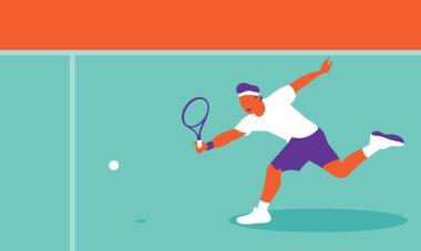 kortta Tenis oynayan genç adam