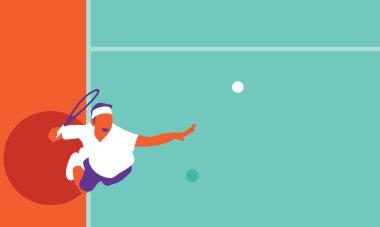 kortta Tenis oynayan genç adam