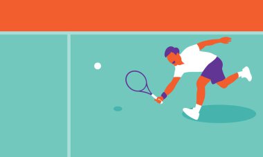 kortta Tenis oynayan genç adam