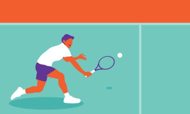 kortta Tenis oynayan genç adam