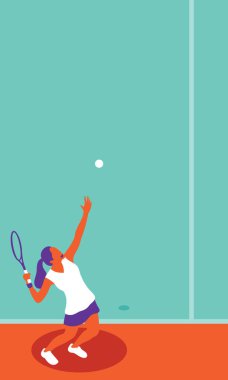 Sarayda tenis oynayan genç bir kadın.