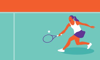 Sarayda tenis oynayan genç bir kadın.