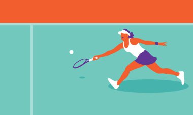 Sarayda tenis oynayan genç bir kadın.