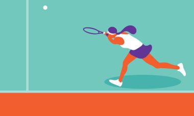 Sarayda tenis oynayan genç bir kadın.