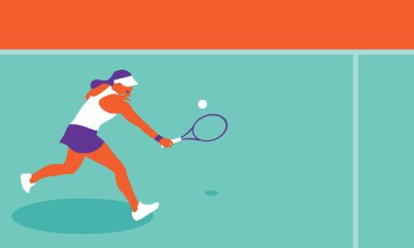 Sarayda tenis oynayan genç bir kadın.