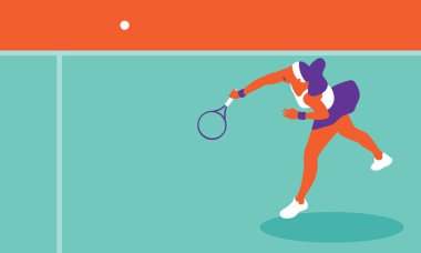 Sarayda tenis oynayan genç bir kadın.