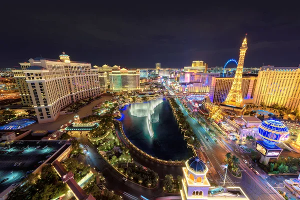 Luchtfoto van de Las Vegas Strip's nachts — Stockfoto