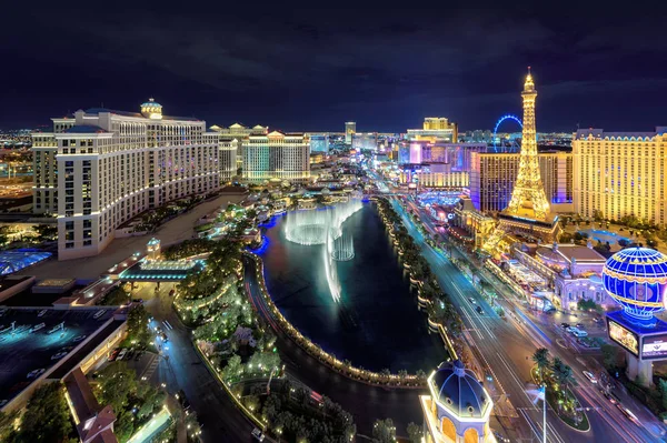 Luftaufnahme des Las Vegas Strips bei Nacht — Stockfoto