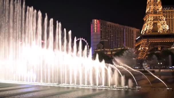 Zenei Szökőkutak Bellagio Hotel Casino Paris Hotel Las Vegas Nevada — Stock videók
