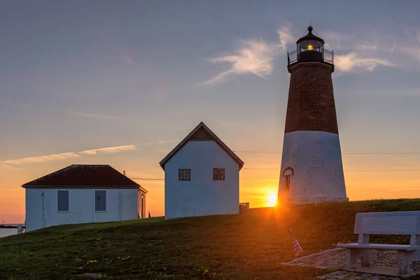 Διάσημος Φάρος Rhode Island Ηλιοβασίλεμα Σημείο Judith Φάρος — Φωτογραφία Αρχείου