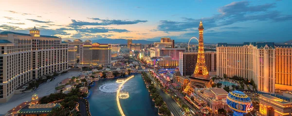 Pemandangan Panorama Pencahayaan Malam Hotel Dan Kasino Las Vegas Strip — Stok Foto