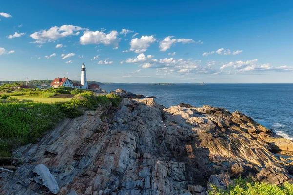 Portland Head Light Při Západu Slunce Maine New England — Stock fotografie