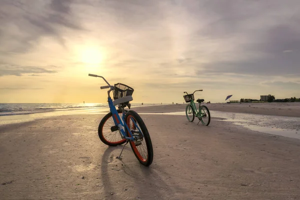 Bicicleta Playa Atardecer Siesta Key Beach Sarasota Florida — Foto de Stock