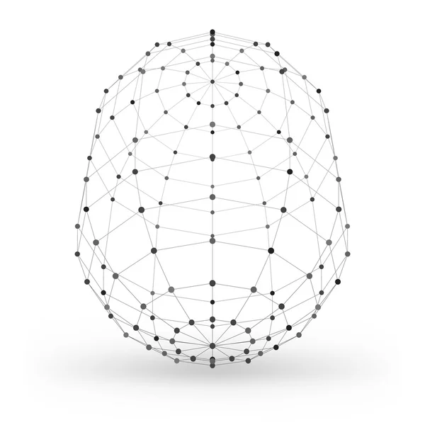Αφηρημένη wireframe πολυγωνικό γεωμετρικό στοιχείο με συνδεδεμένες γραμμές και τελείες. Εικονογράφηση διάνυσμα σε λευκό φόντο με σκιά — Διανυσματικό Αρχείο