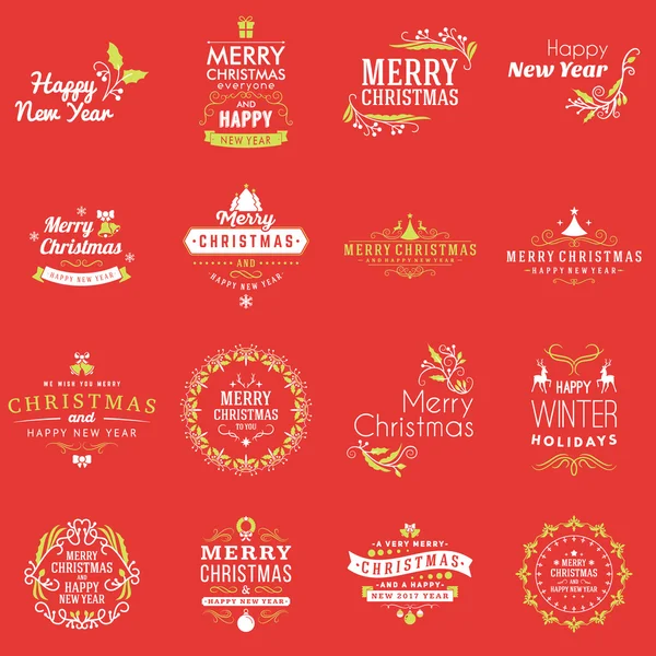 Christmas Decoration Vector Elements. Merry Christmas and Happy Holidays Wishes. Vector Set of Decoration Elements — Stock Vector