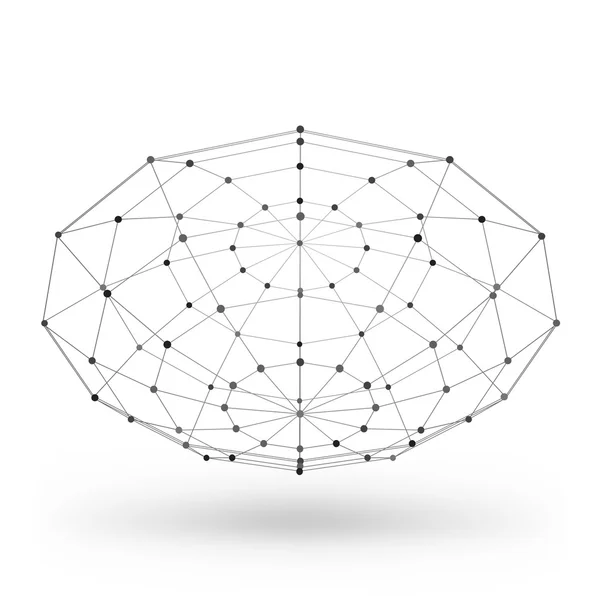 Абстрактный многоугольный геометрический элемент с соединенными линиями и точками. Векторная иллюстрация на белом фоне с тенью — стоковый вектор