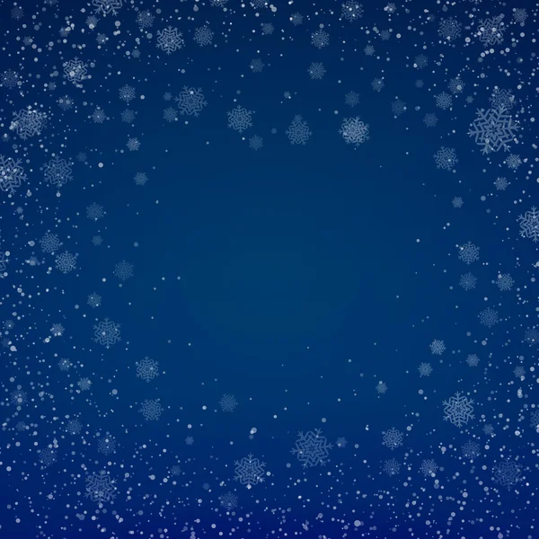 Fond bleu flocons de neige de Noël avec des lumières. Illustration vectorielle abstraite Fond décoratif pour carte de vœux de vacances — Image vectorielle