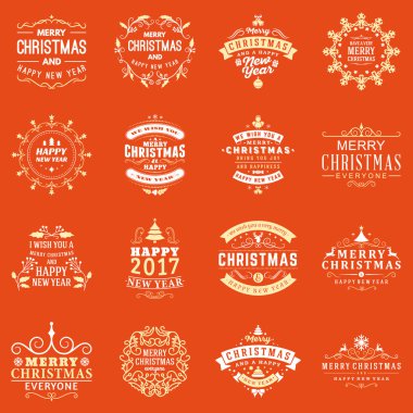 Noel dekorasyon vektör öğeleri. Mutlu Noeller ve mutlu bayramlar dileklerimle. Dekorasyon öğeleri kümesi vektör