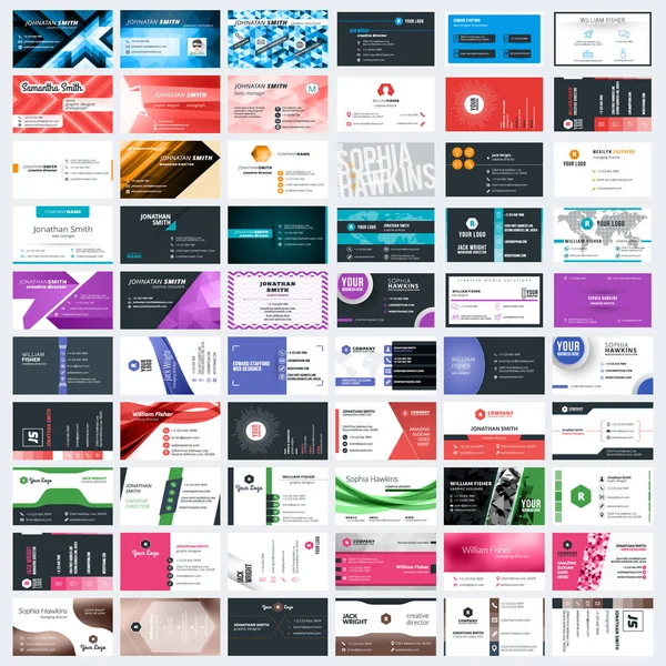 Samling av visitkort vector mallar. Pappersvaror design vektor set — Stock vektor