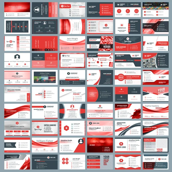 Coleção de modelos de vetores de cartões de visita. Conjunto de vetores de design de papelaria — Vetor de Stock