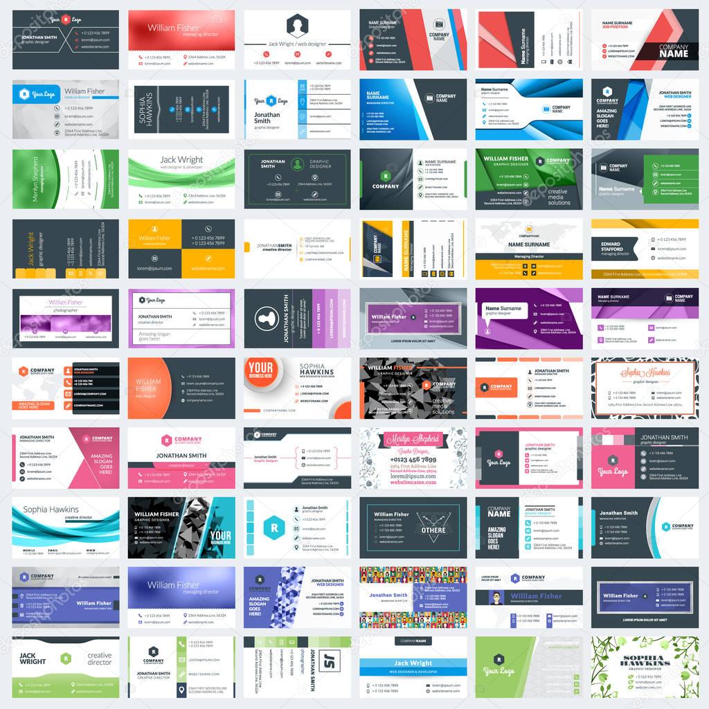 Collection of business card vector templates. Stationery design vector set