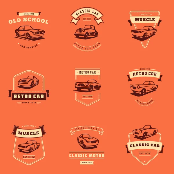 Set of classic car logo, emblems, badges. Service car repair, car ...
