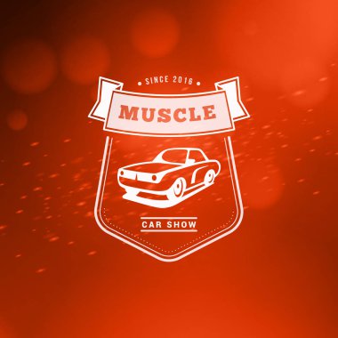 Klasik Otomobil logo, amblem, rozet. Servis oto tamir, amblem ve araba kulübü tasarım öğeleri yarış. Vektör çizim. Beyaz renk arka plan üzerinde