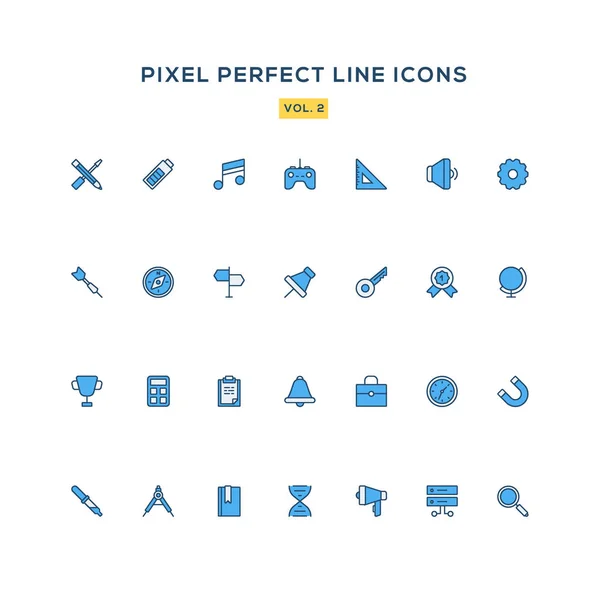 Set di icone della linea commerciale. Set di icone vettoriali perfette per siti web e infografiche. Tema colore blu — Vettoriale Stock