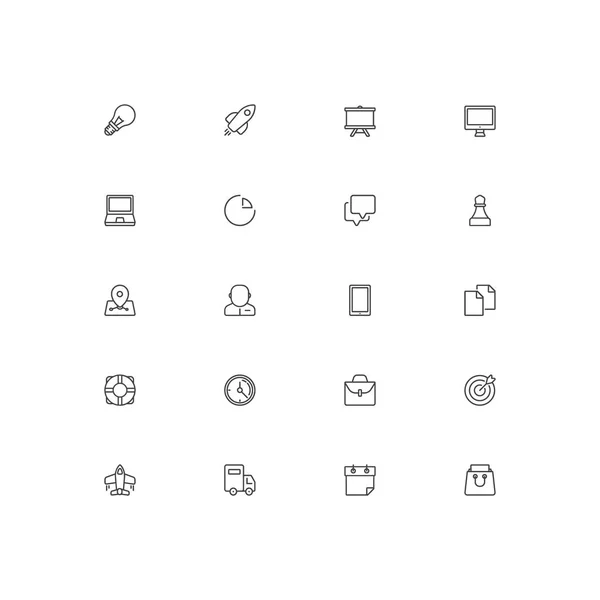 Conjunto de iconos de línea plana universal. Pixel conjunto de iconos de vector perfecto para sitios web e infografías — Archivo Imágenes Vectoriales
