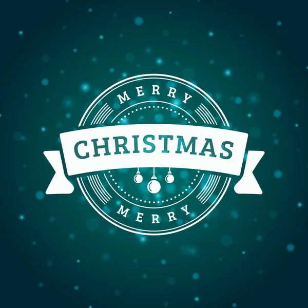 クリスマスのグリーティング カード。ヴィンテージ表記バッジ。クリスマス文字体裁の背景。ベクトル図 — ストックベクタ