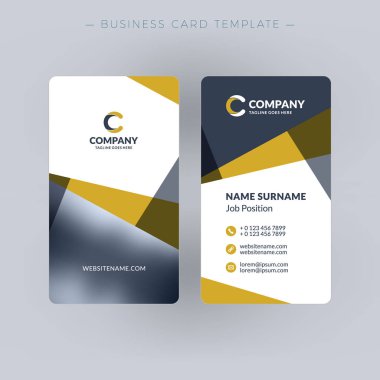 Dikey çift taraflı kartvizit şablonu. Vektör çizim. İleti örneği tasarım