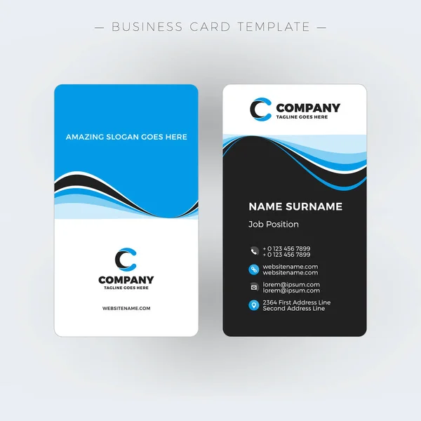 Vertical double-sided business card template. Vector illustration. Stationery design — Stock Vector