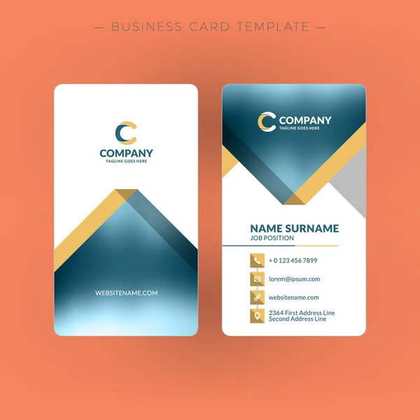 Κάθετη κάρτα επιχείρησης διπλής όψης πρότυπο. Εικονογράφηση διάνυσμα. Σχέδιο επιστολόχαρτου — Διανυσματικό Αρχείο