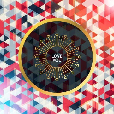 Daire kare romantik altın en az logo. Sevgililer günün kutlu olsun. Vintage tasarım öğesi geometrik renk arka plan üzerinde